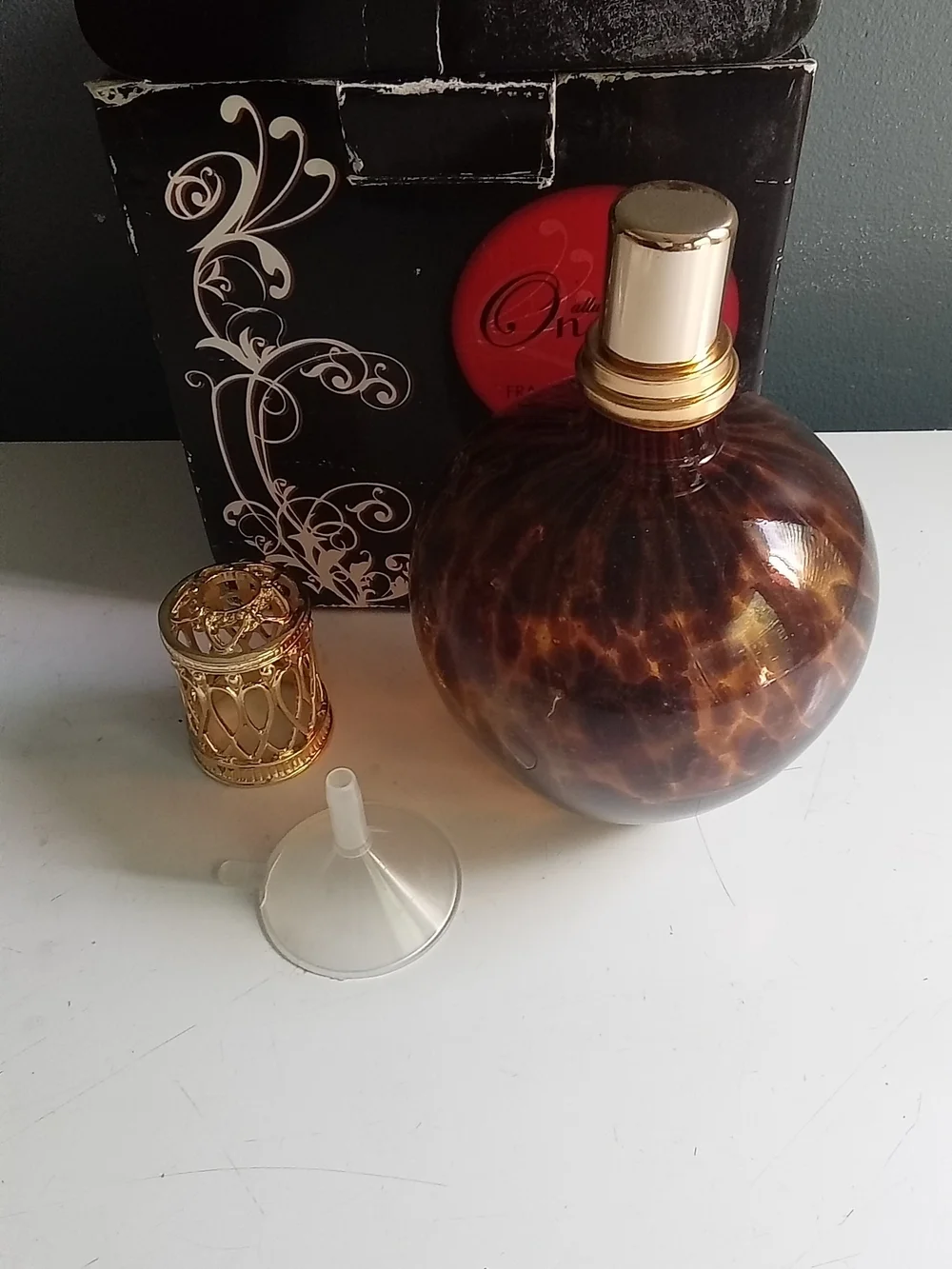 Onaya Fragrance Lamp Tortoise Shell Amber Glass Catalytic Diffuser with Box